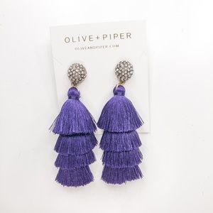 O + P Purple Tassel Earrings